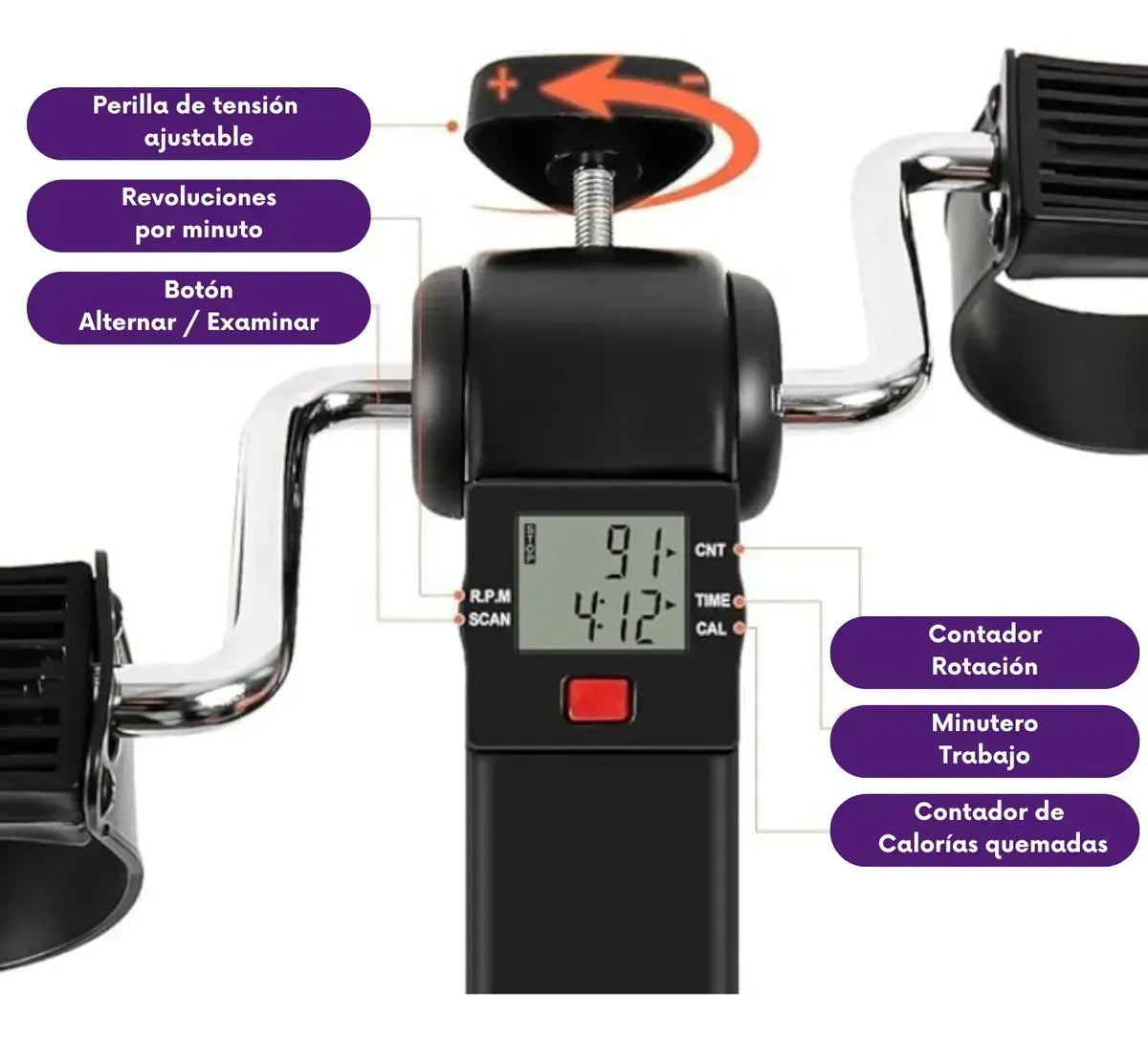 PEDALERA FITNESS CON PANTALLA LCD -REHABILITACIÓN Y EJERCICIO EN CASA