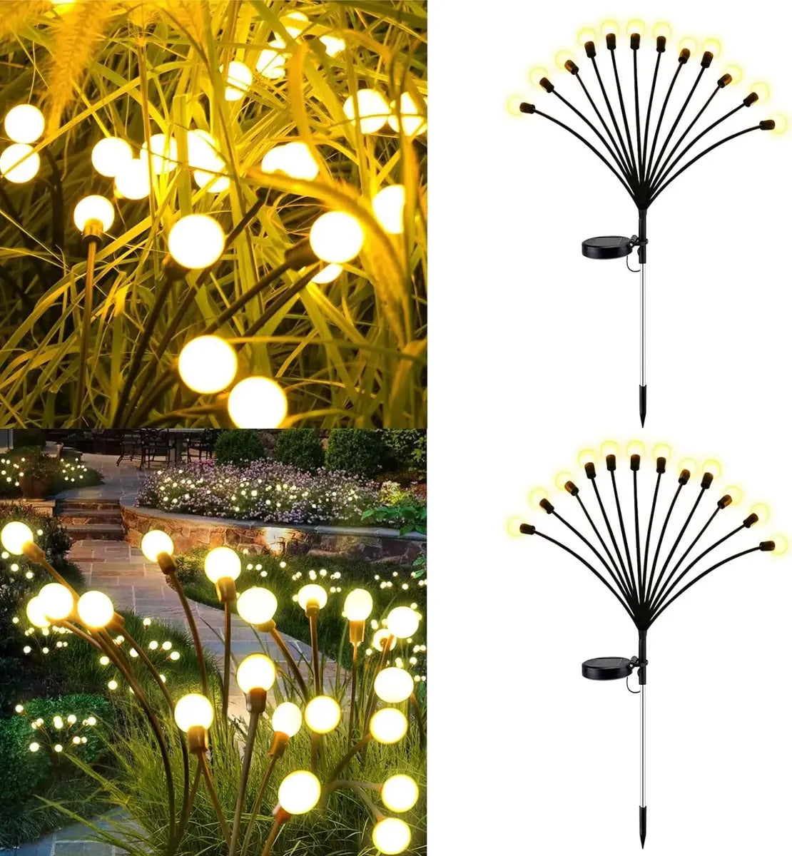PACK 2 LUCES LUCIÉRNAGAS SOLARES CON BOLAS LED