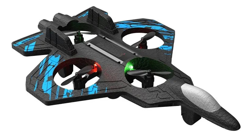 JUGUETE DRONE AVIÓN FIGHTER RC 4 HÉLICES CON LUCES LED Y CONTROL REMOTO