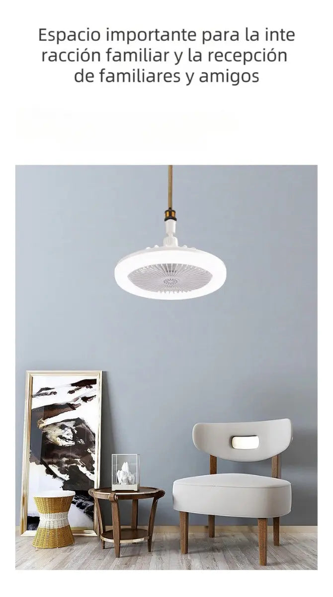 FOCO LÁMPARA LED VENTILADOR DE TECHO CON BASE GIRATORIA