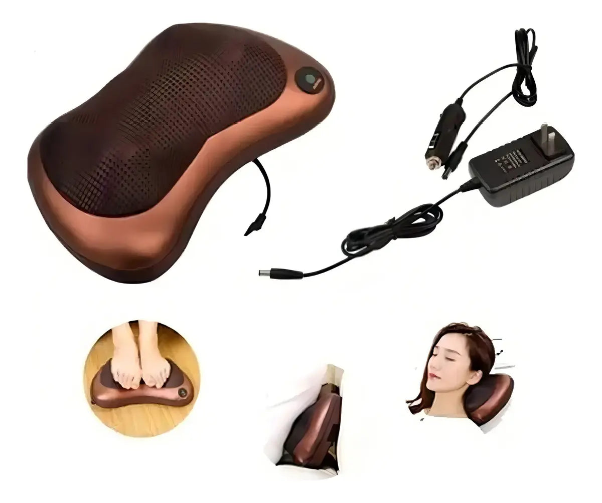 COJÍN MASAJEADOR ELÉCTRICO ALMOHADA LUMBAR CUELLO Y PIERNAS