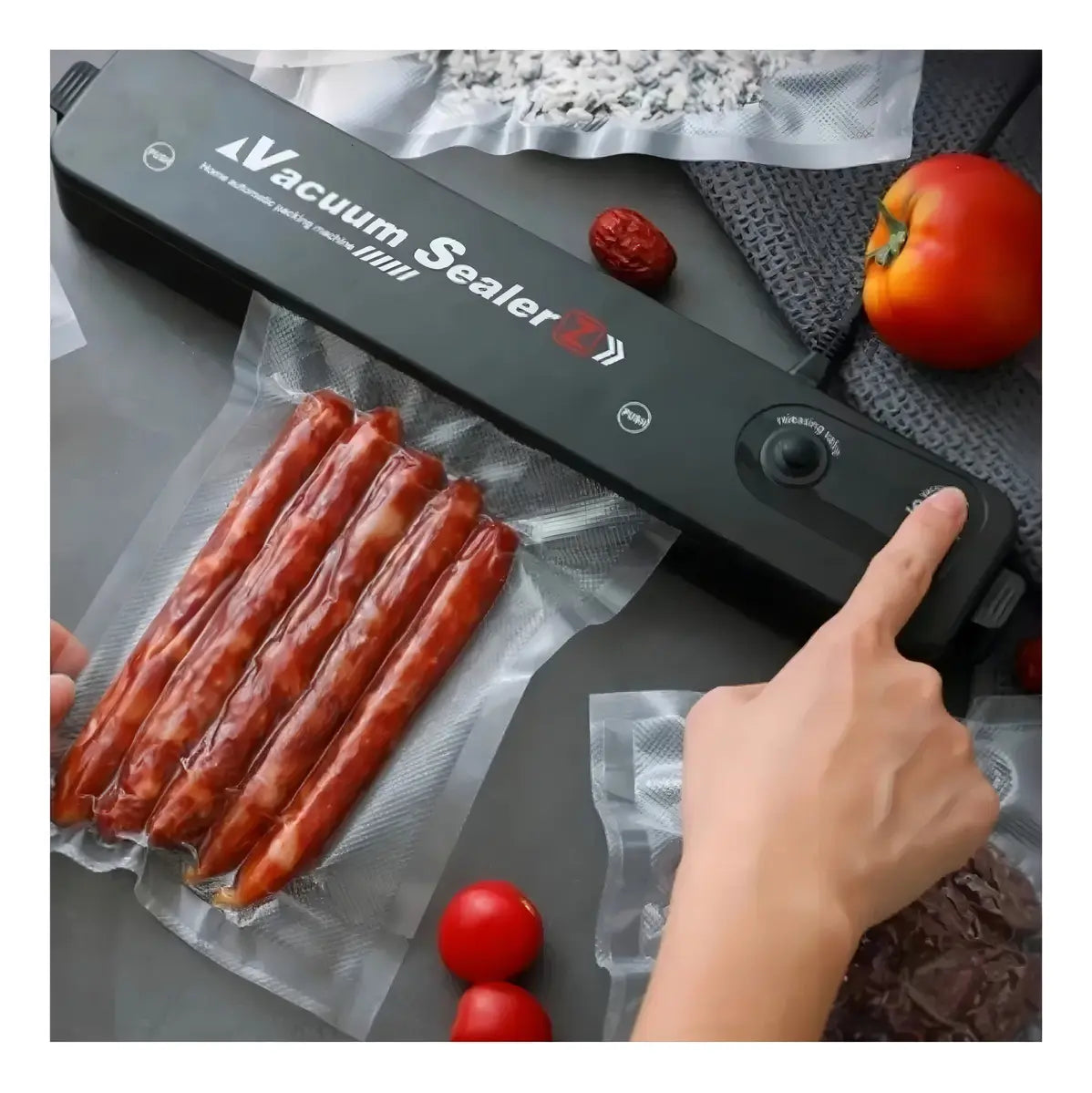 MÁQUINA SELLADORA AL VACÍO PARA ALIMENTOS + BOLSAS INCLUIDAS COLOR NEGRO