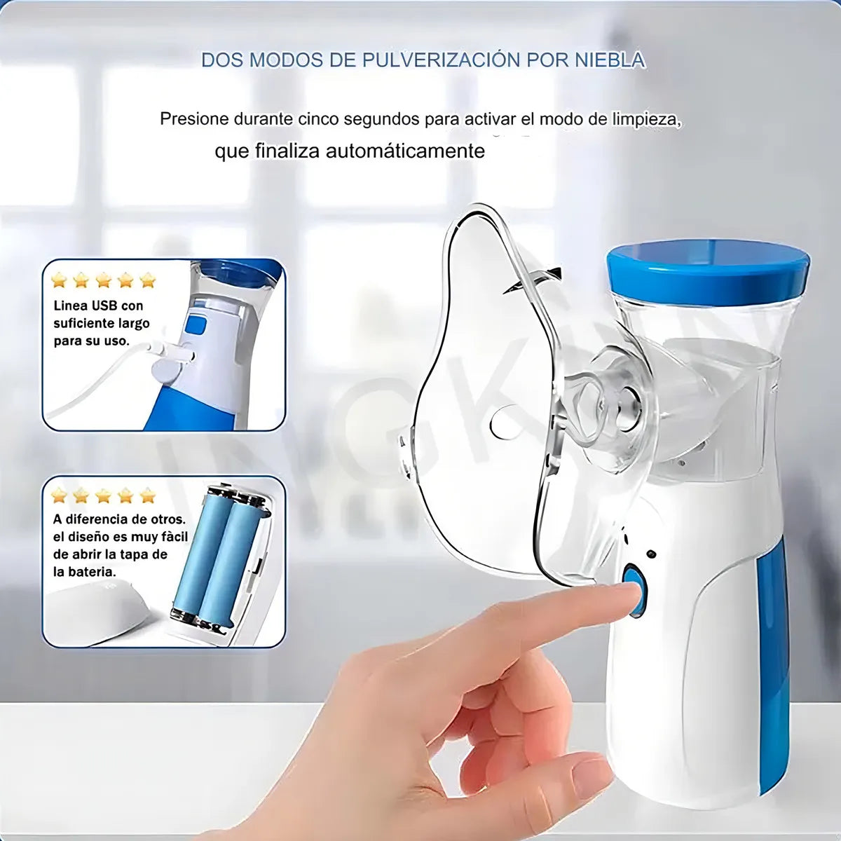 NEBULIZADOR PORTÁTIL MESH RECARGABLE PARA NIÑOS Y ADULTOS