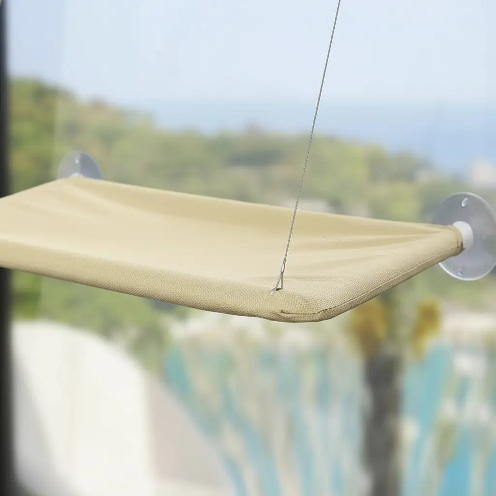 HAMACA COLGANTE PARA GATOS VENTANA BEIGE PREMIUM