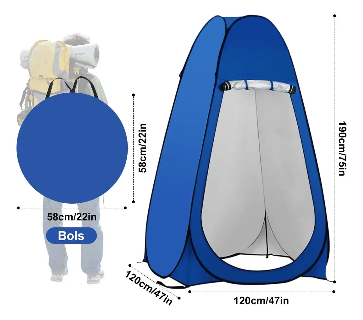 CARPA CAMPING PORTÁTIL PARA BAÑO VESTIDOR 1 PERSONA