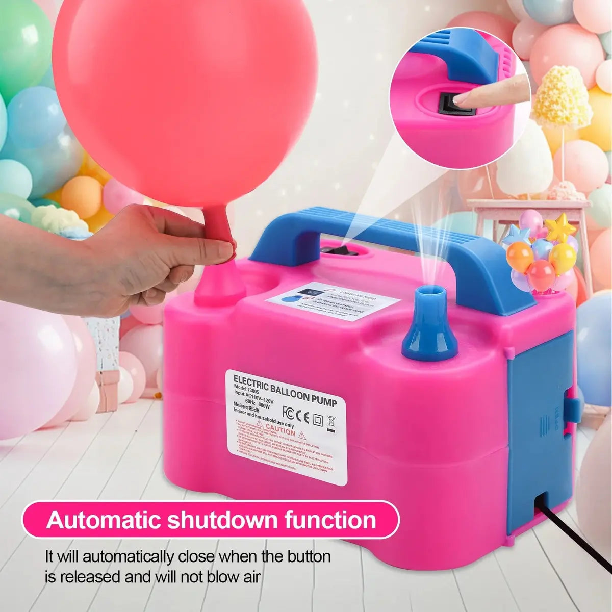 INFLADOR DE GLOBOS ELÉCTRICO PARA FIESTAS Y CUMPLEAÑOS