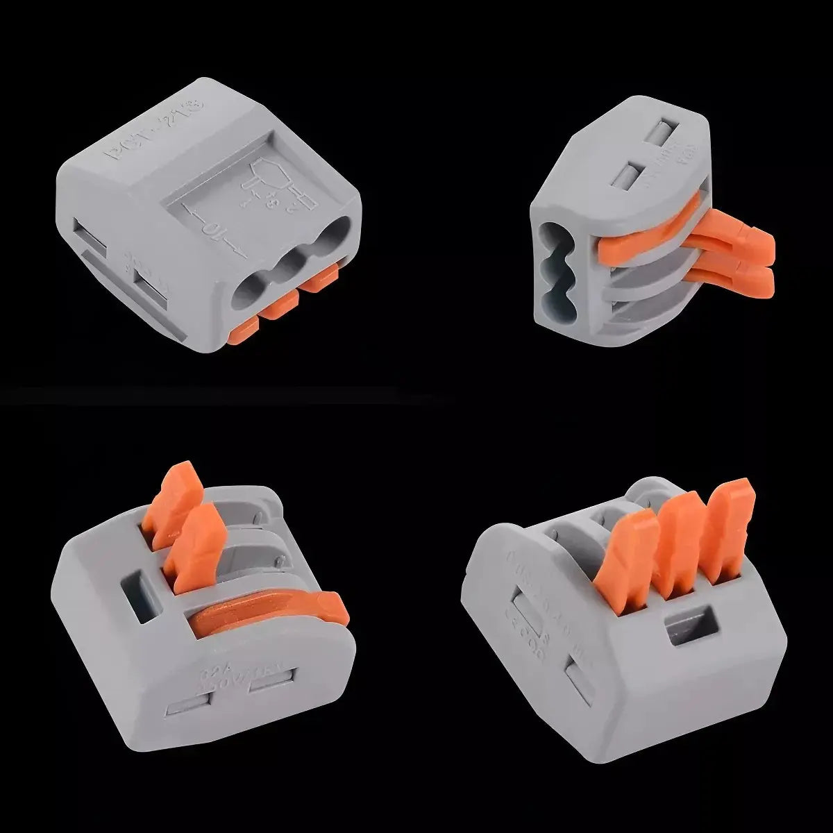 SET 100 CONECTORES ELÉCTRICOS RÁPIDOS TIPO WAGO 3 ENTRADAS