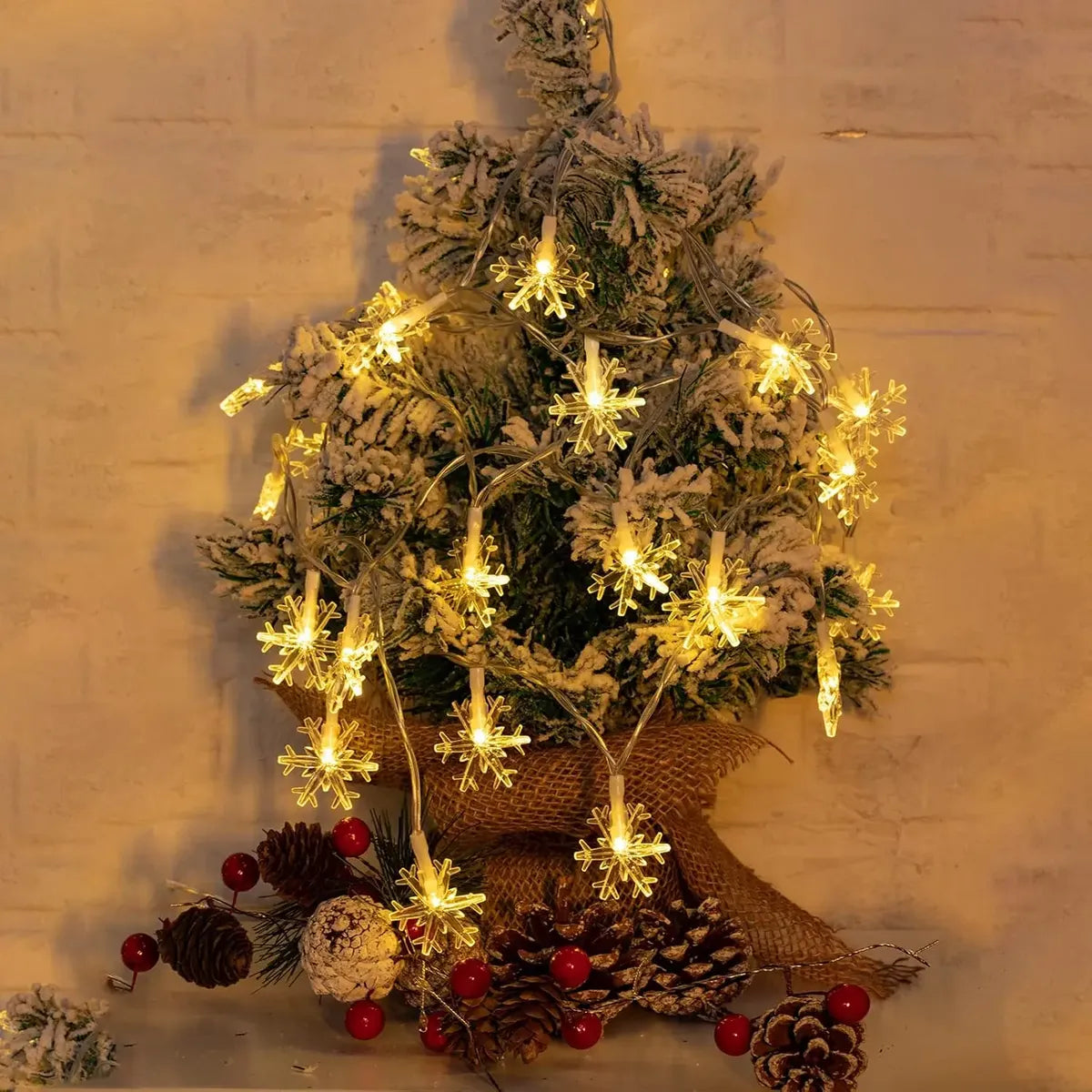 GUIRNALDA LUCES NAVIDAD SOLAR LED 20 POCOS DE NIEVE - 3 METROS