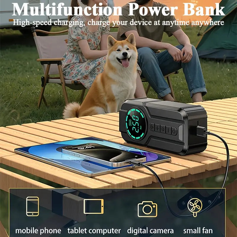 PARTIDOR DE BATERÍA 12V / 24V CON COMPRESOR DE AIRE USB DIGITAL