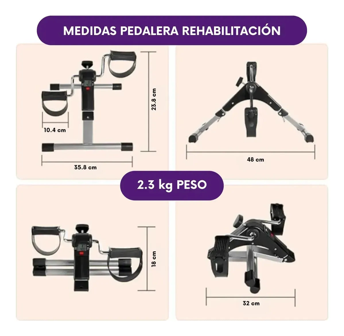 PEDALERA FITNESS CON PANTALLA LCD -REHABILITACIÓN Y EJERCICIO EN CASA