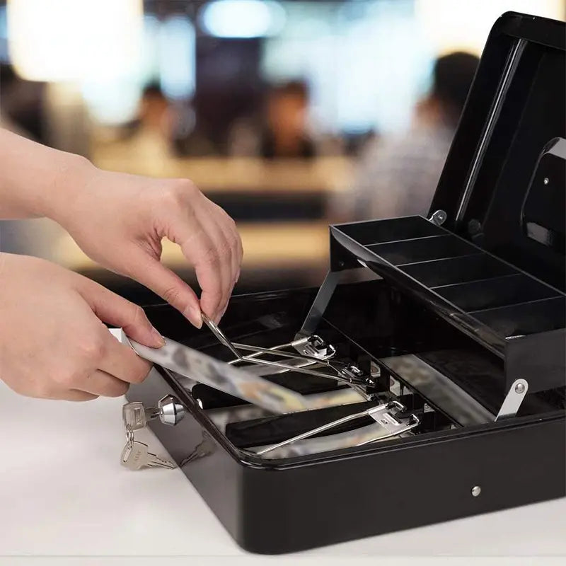CAJA ORGANIZADORA DE DINERO CON LLAVE DE SEGURIDAD