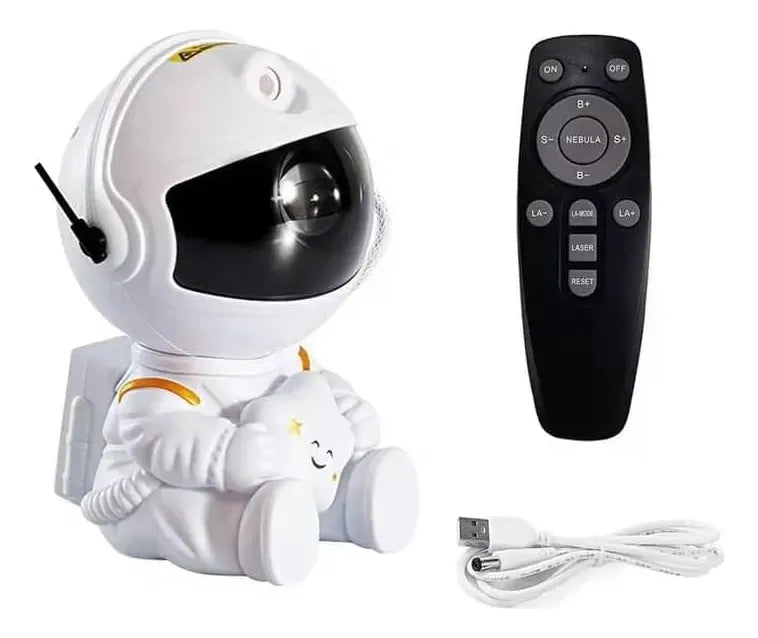 LÁMPARA ASTRONAUTA PROYECTOR GALAXIA LED ESTRELLAS USB CON CONTROL REMOTO