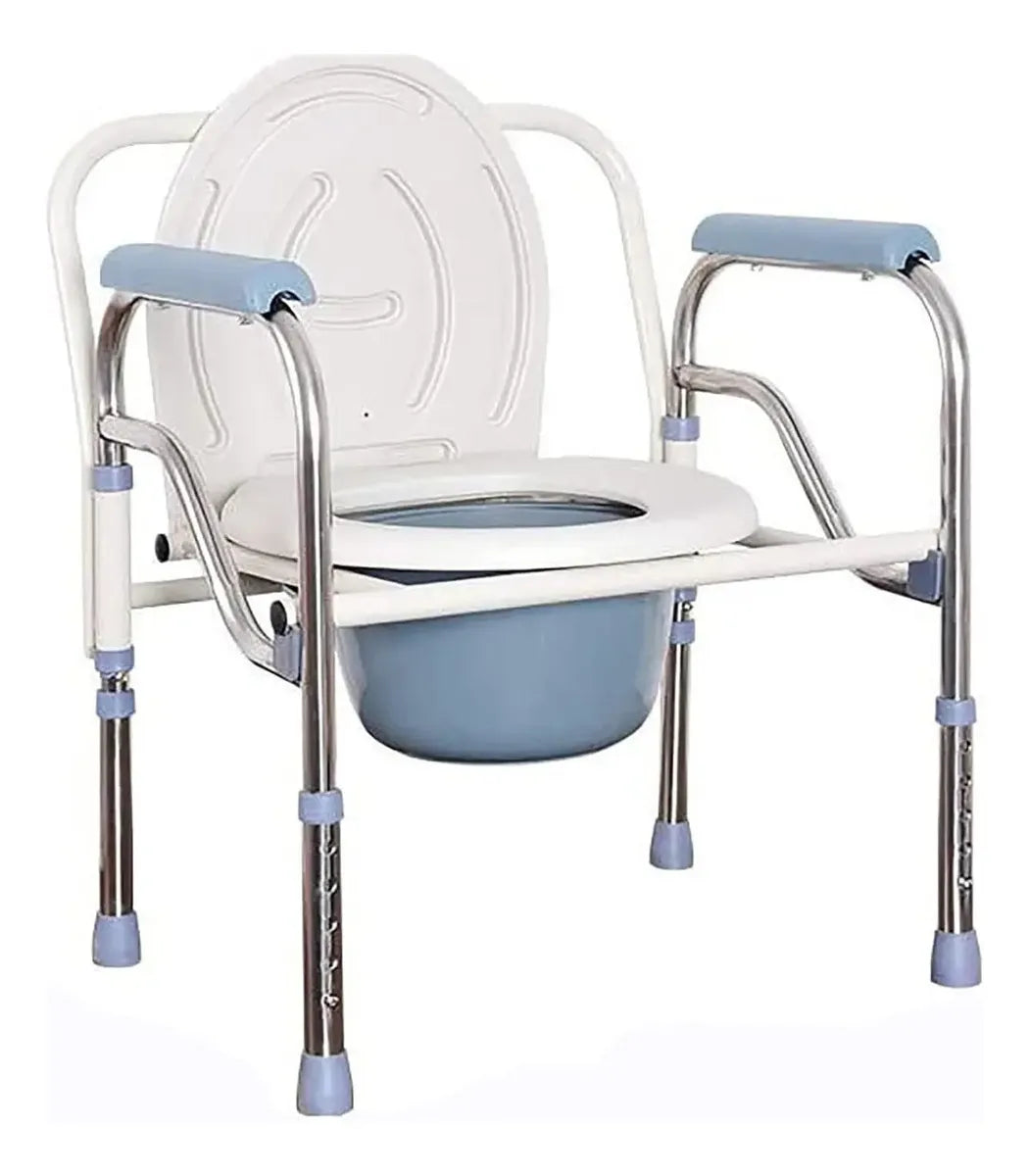 SILLA SANITARIA PLEGABLE AJUSTABLE ACERO INOXIDABLE ADULTO