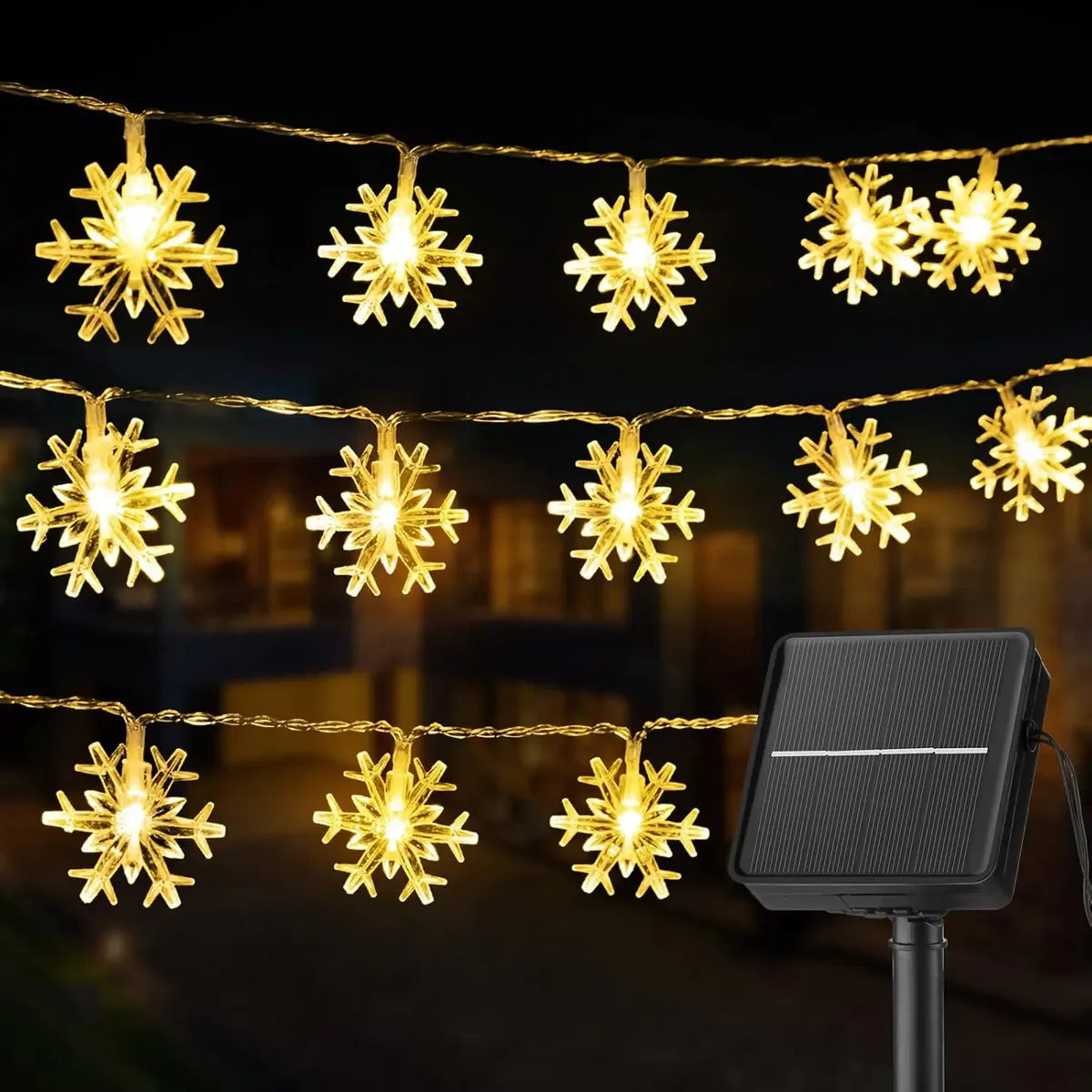 GUIRNALDA LUCES NAVIDAD SOLAR LED 20 POCOS DE NIEVE - 3 METROS