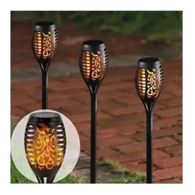 ANTORCHAS SOLARES LED PACK4 EFECTO LLAMA PARA JARDÍN - LUZ CÁLIDA