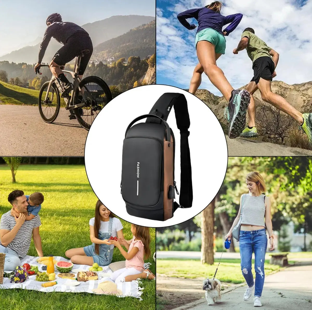 BOLSO BANANO CRUZADO ANTIRROBO IMPERMEABLE MULTIFUNCIONAL