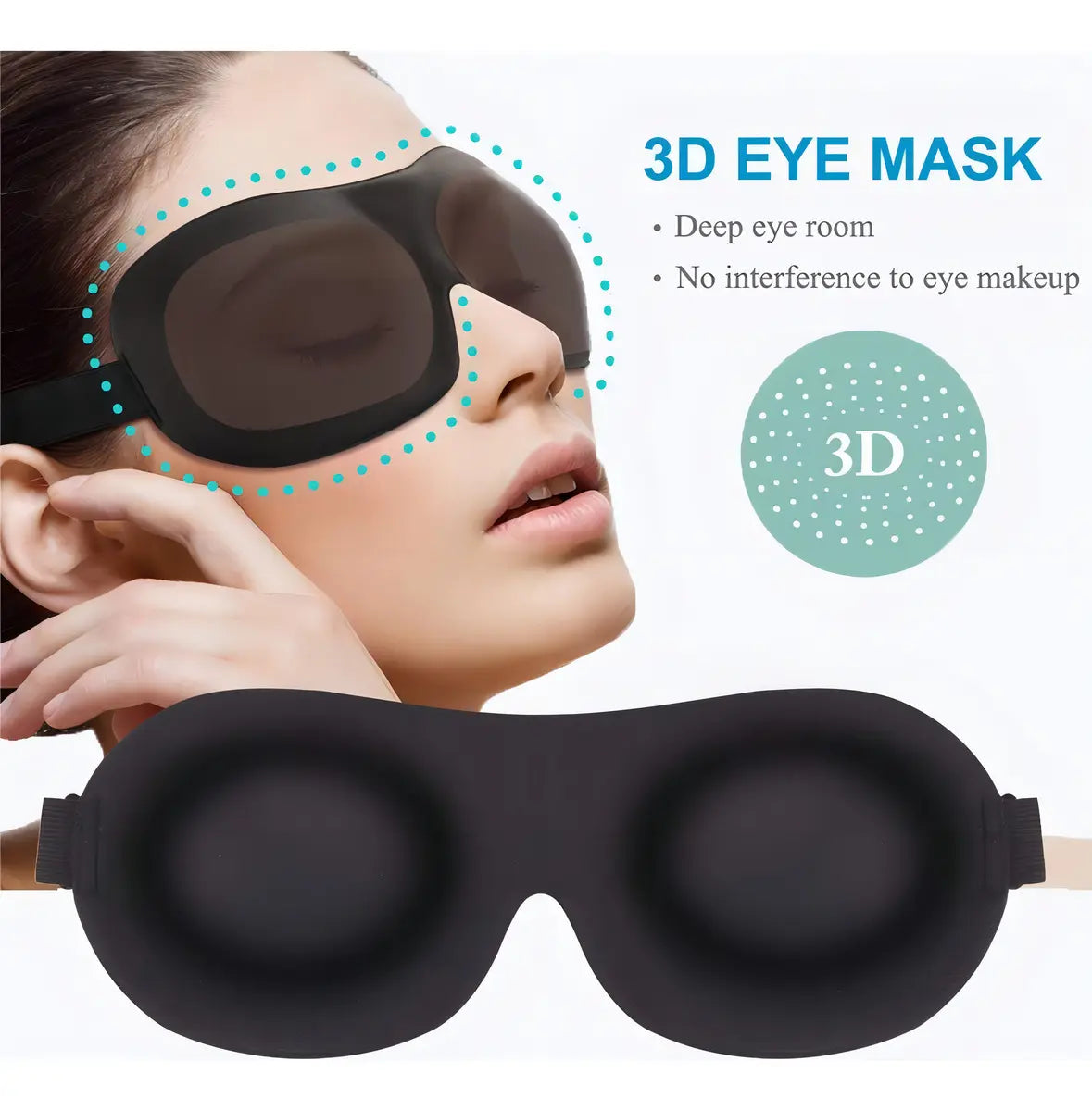 ANTIFAZ PARA DORMIR 3D AJUSTABLE Y TRANSPIRABLE -DESCANSO TOTAL Y MÁXIMA COMODIDAD