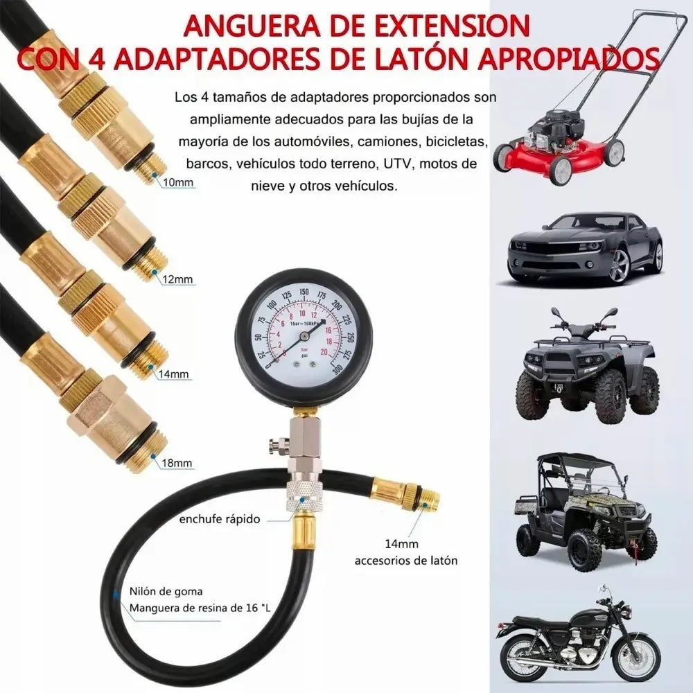 MEDIDOR DE COMPRESIÓN PARA MOTO Y AUTO (COMPRESÍMETRO)