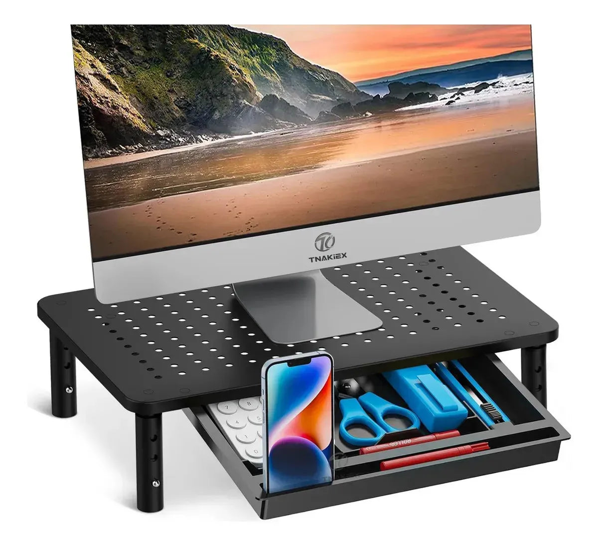 BASE SOPORTE MONITOR 3 ALTURAS AJUSTABLE PORTÁTIL PARA PC