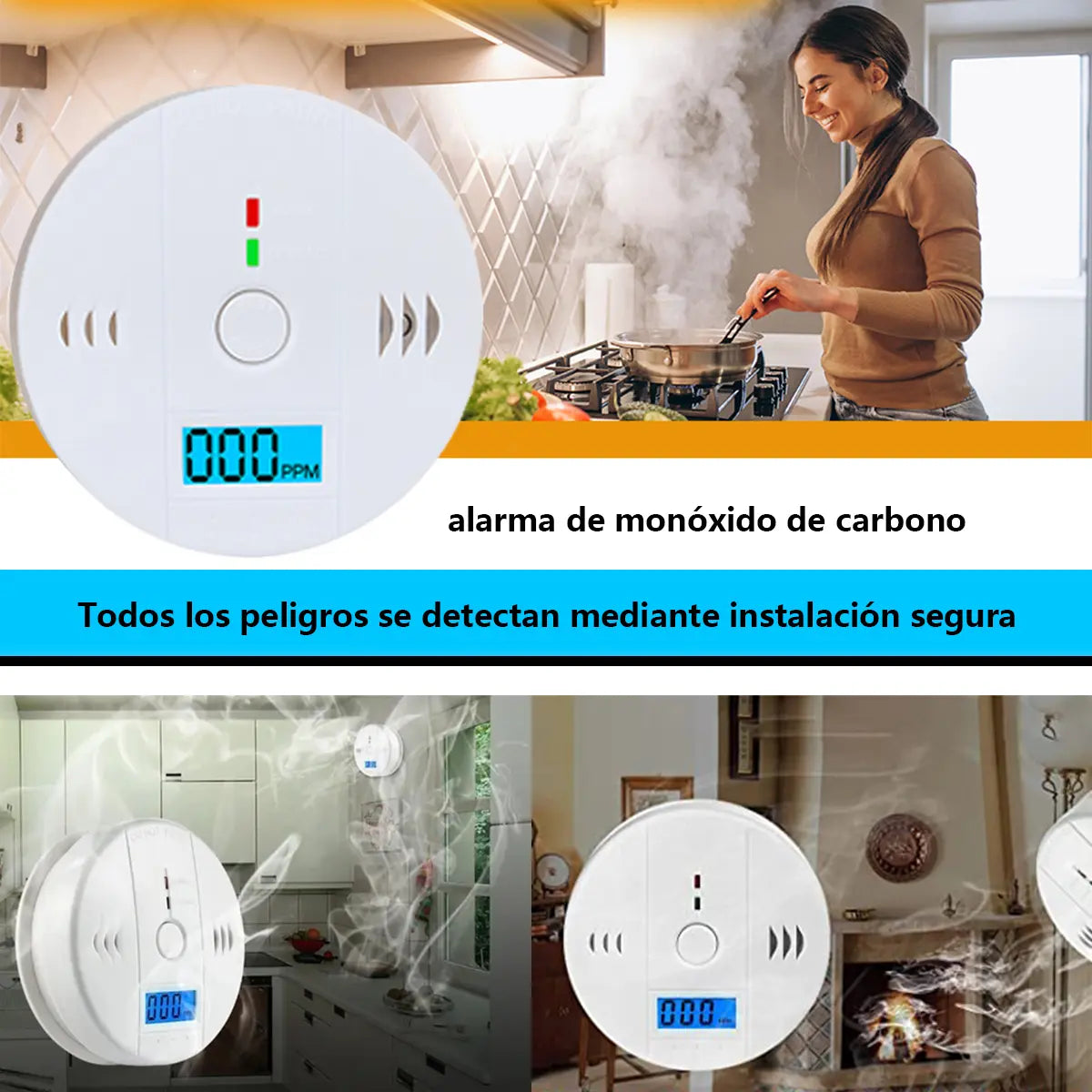PACK X2 DETECTORES E MONÓXIDO DE CARBONO DIGITAL LCD