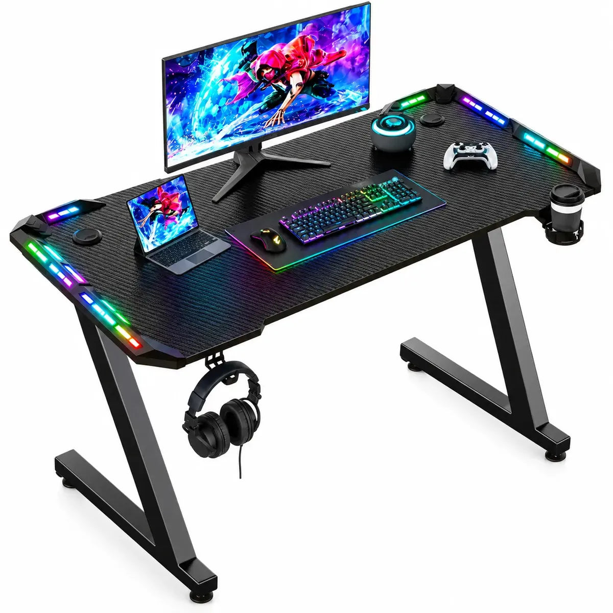 ESCRITORIO GAMER 120 CM CON ILUMINACIÓN LED RGB