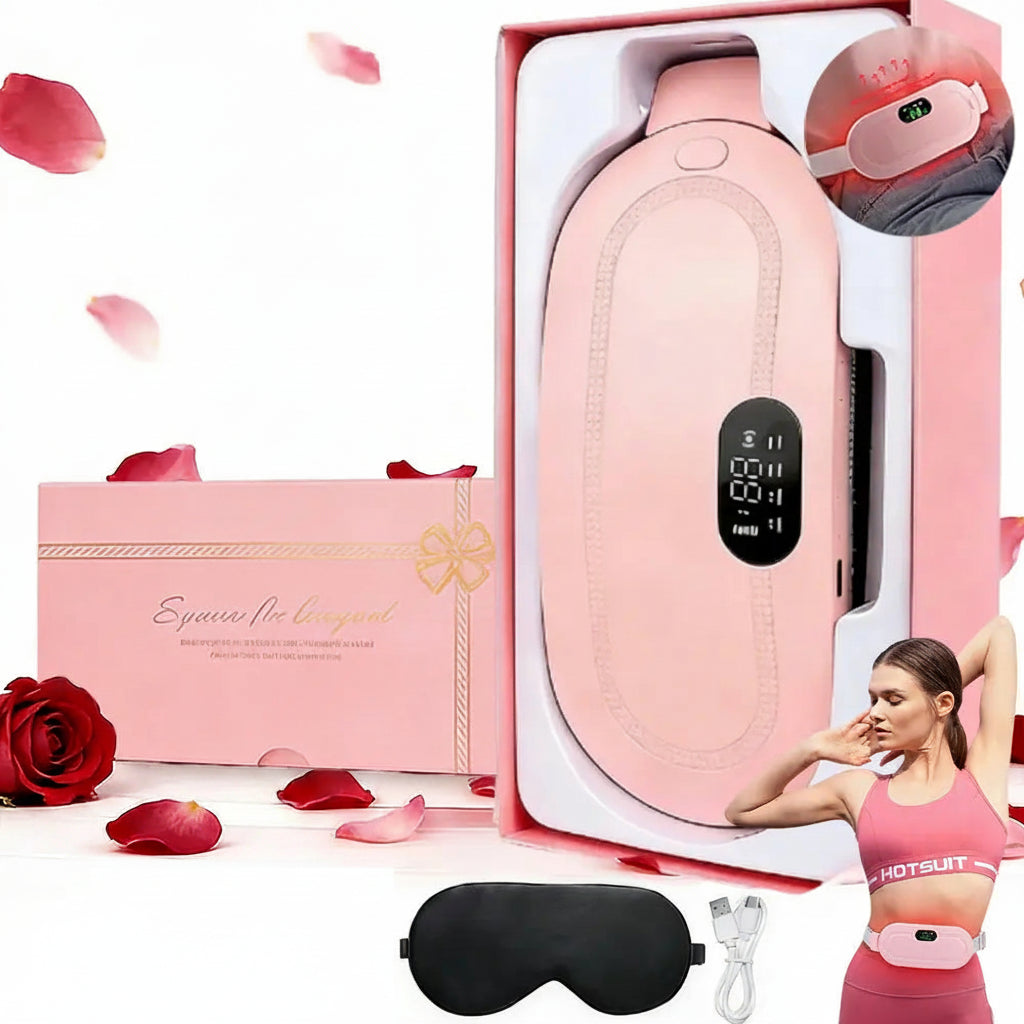 PACK CINTURÓN PARA DOLOR MENSTRUAL CON CALOR + ANTIFAZ PARA DORMIR 3D