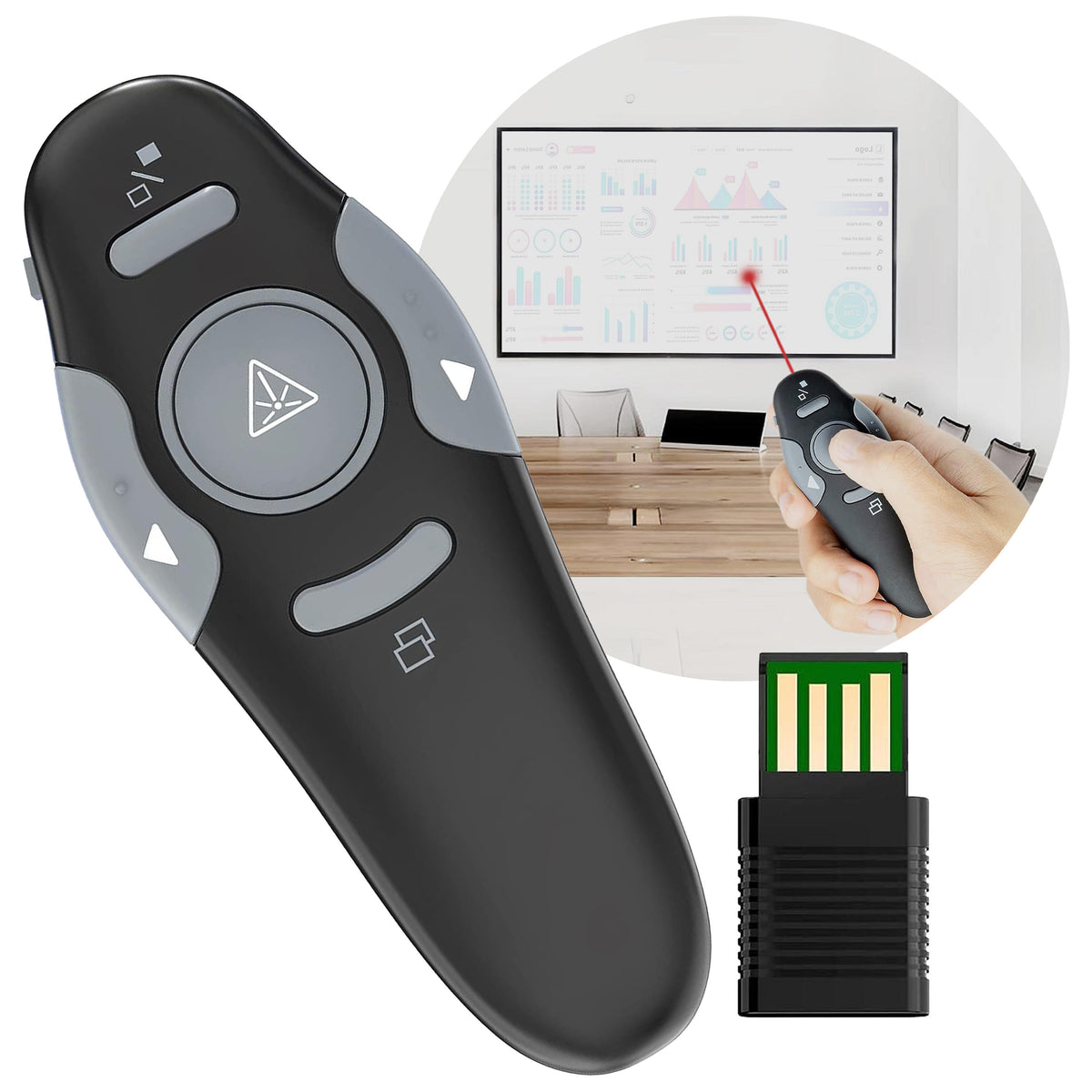 PRESENTADOR LÁSER INALÁMBRICO USB PARA POWERPOINT