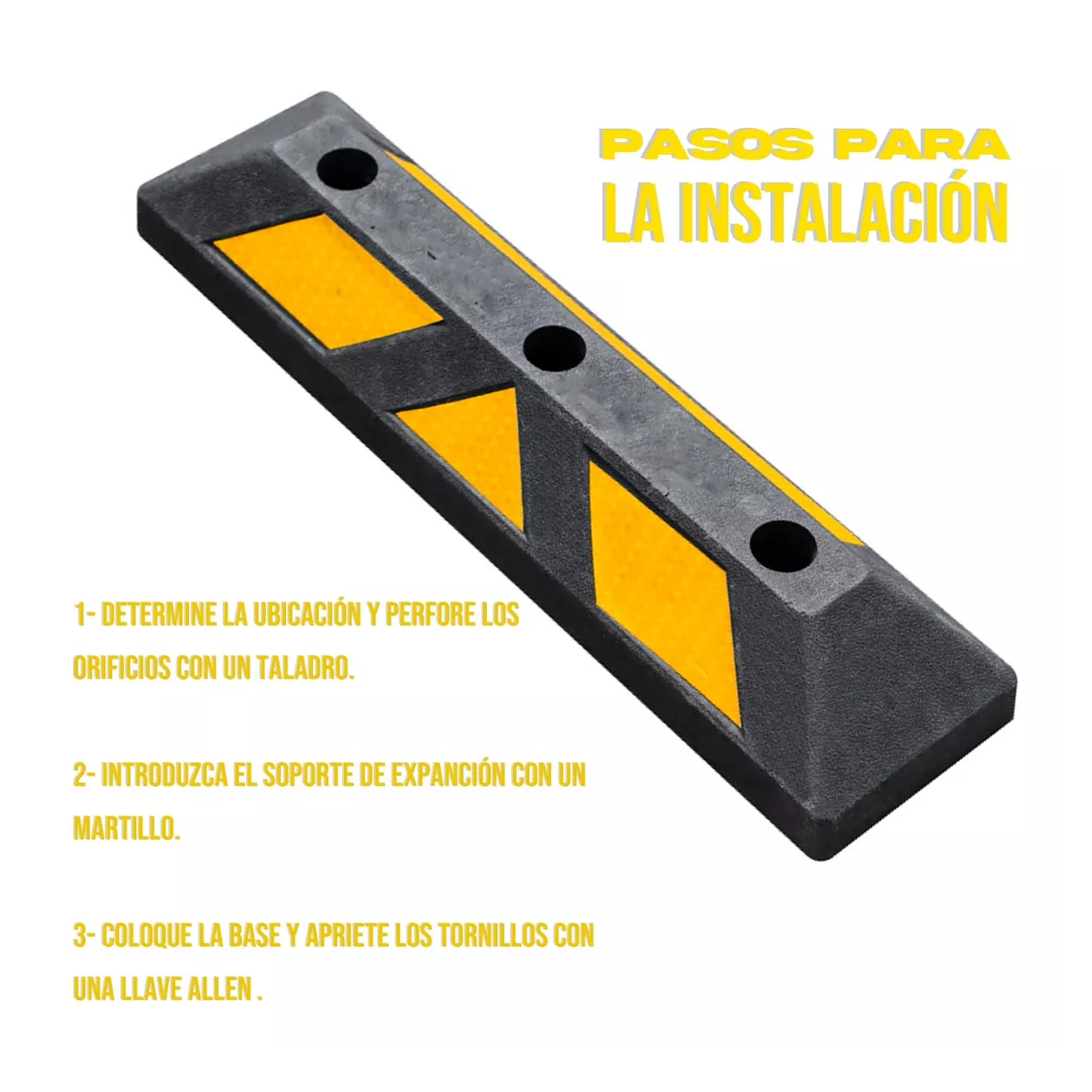 TOPE DE ESTACIONAMIENTO 60X15X10CM NEGRO/AMARILLO PARKING