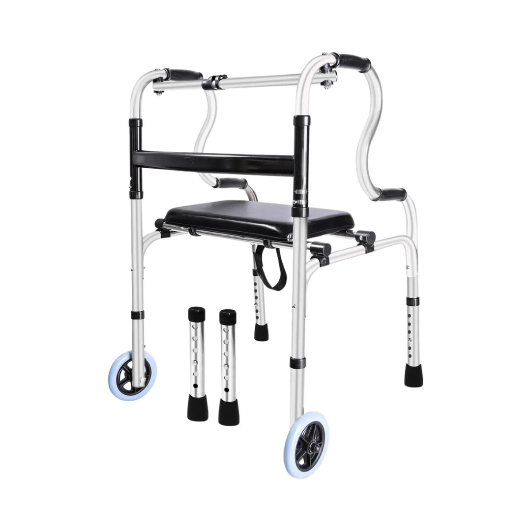 ANDADOR ORTOPÉDICO PLEGABLE CON ASIENTO Y RUEDAS | REGULABLE ADULTO MAYOR PREMIUM