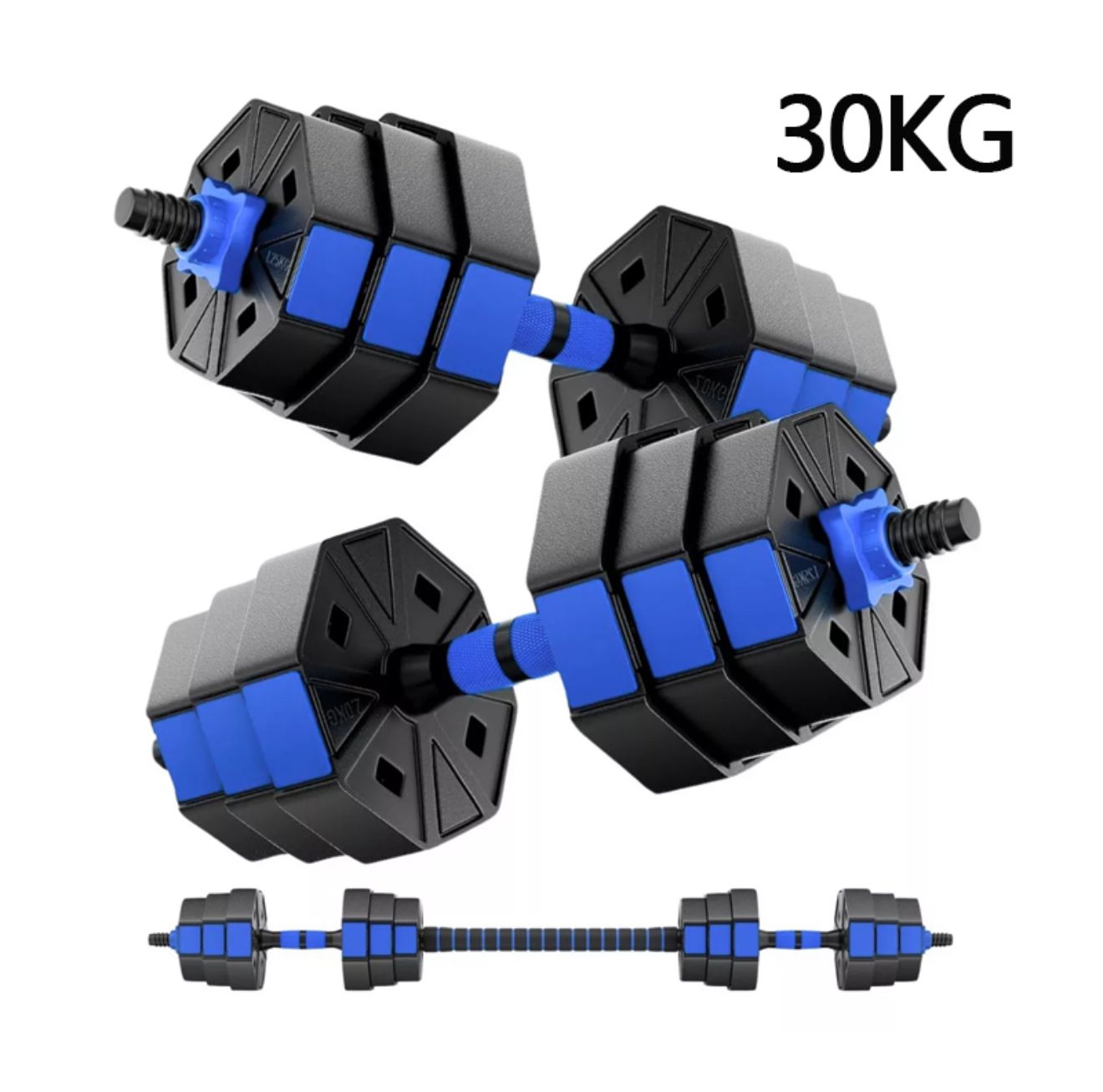 MANCUERNAS AJUSTABLES MULTIFUNCIONALES CON BARRA Y DISCOS - 30KG
