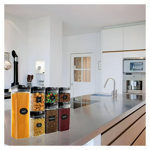 SET DE 7 CONTENEDORES HERMÉTICOS DE PLÁSTICO PARA COCINA Y DESPENSA