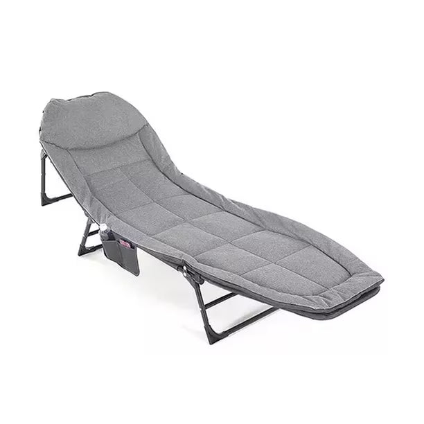 CAMA CATRE OUTDOOR PLEGABLE ACOLCHADO GRIS PORTÁTIL Y RESISTENTE