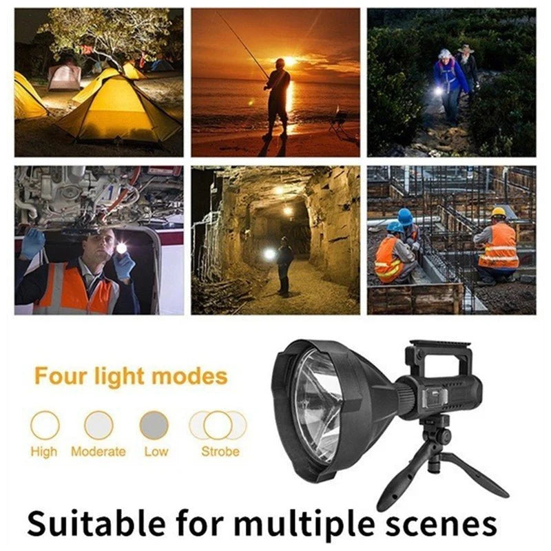 LINTERNA LED LARGO ALCANCE 600 METROS USB + TRÍPODE