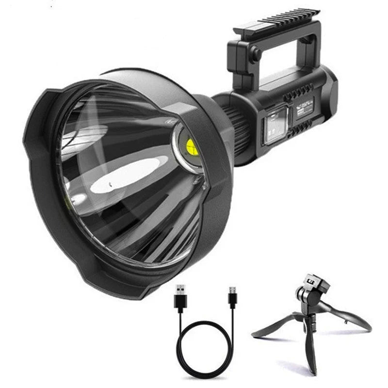LINTERNA LED LARGO ALCANCE 600 METROS USB + TRÍPODE