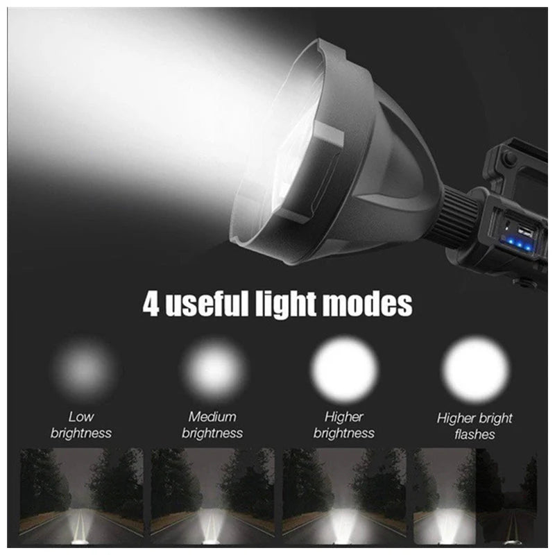 LINTERNA LED LARGO ALCANCE 600 METROS USB + TRÍPODE