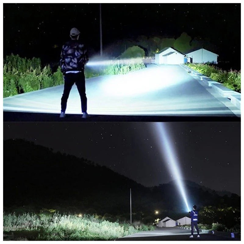 LINTERNA LED LARGO ALCANCE 600 METROS USB + TRÍPODE