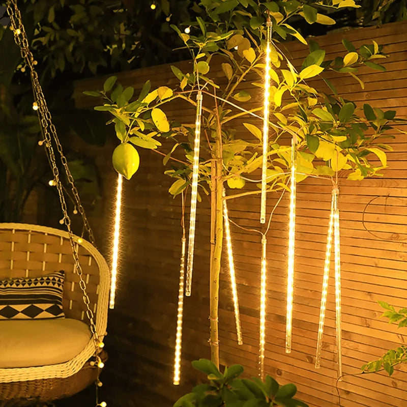 LLUVIA DE METEORITOS SOLAR LED - 8 TUBOS IP65 PARA EXTERIOR / COLOR SEGÚN DISPONIBILIDAD