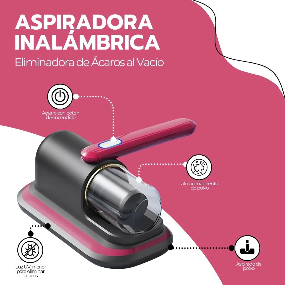 ASPIRADORA INALÁMBRICA ANTIÁCAROS AL VACÍO RECARGABLE