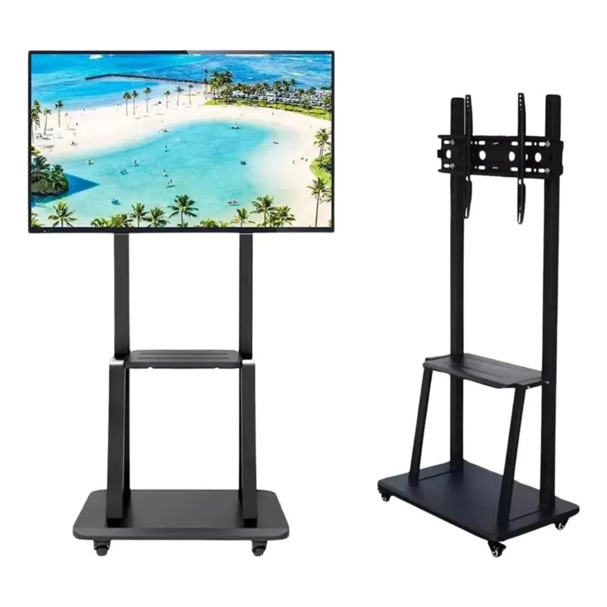 SOPORTE TV RACK MÓVIL CON RUEDAS 32" A 55" BASE PEDESTAL NEGRO