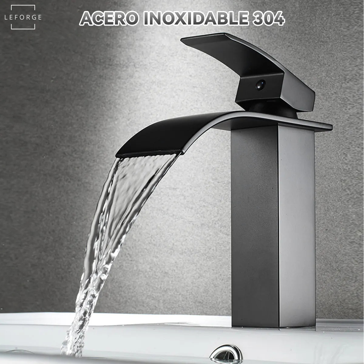 LLAVE MONOMANDO LAVAMANOS CASCADA ACERO INOXIDABLE PARA BAÑO