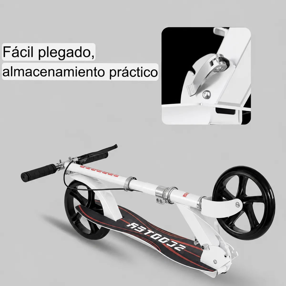 SCOOTER PATINETA BLANCA PLEGABLE CON DOBLE FRENO