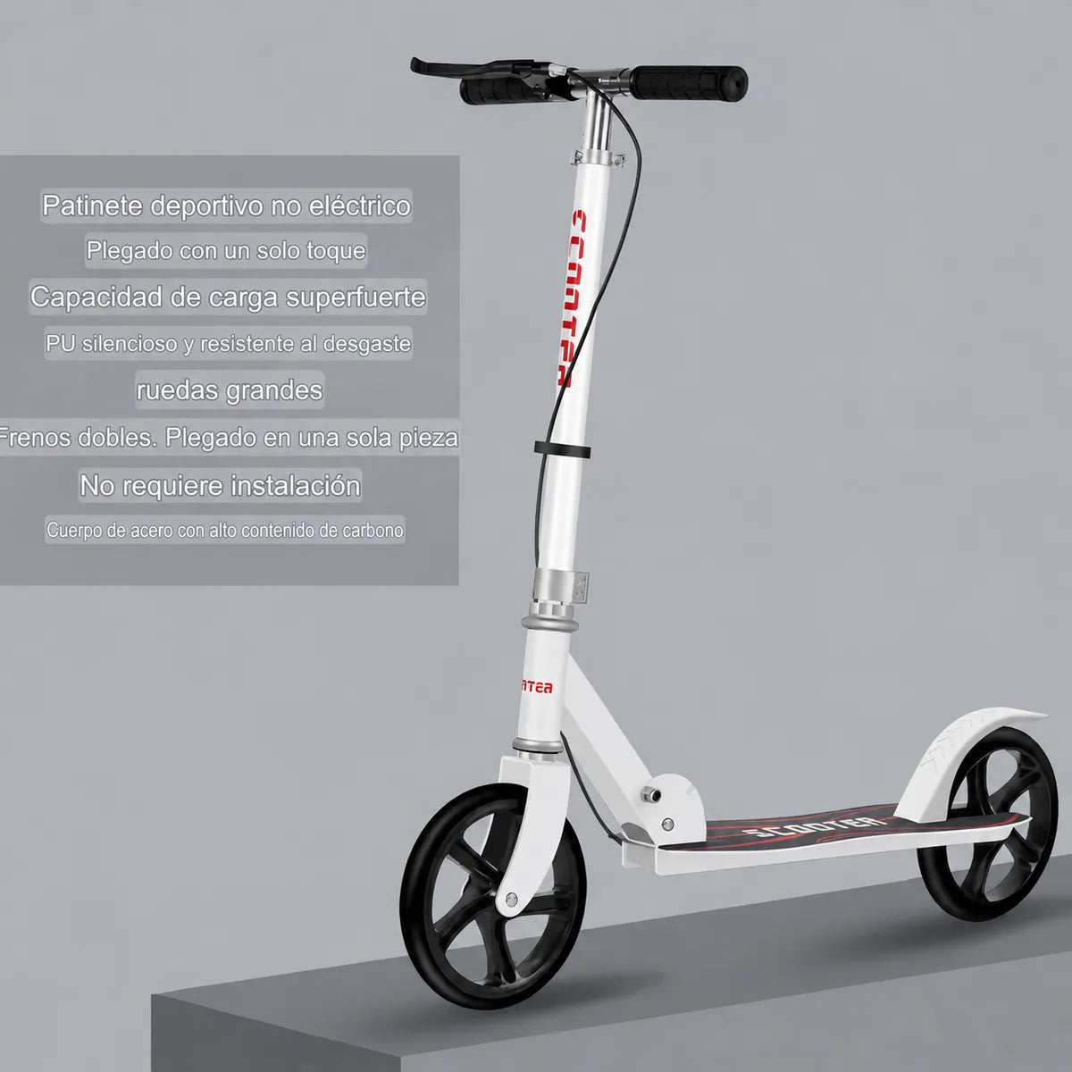 SCOOTER PATINETA BLANCA PLEGABLE CON DOBLE FRENO