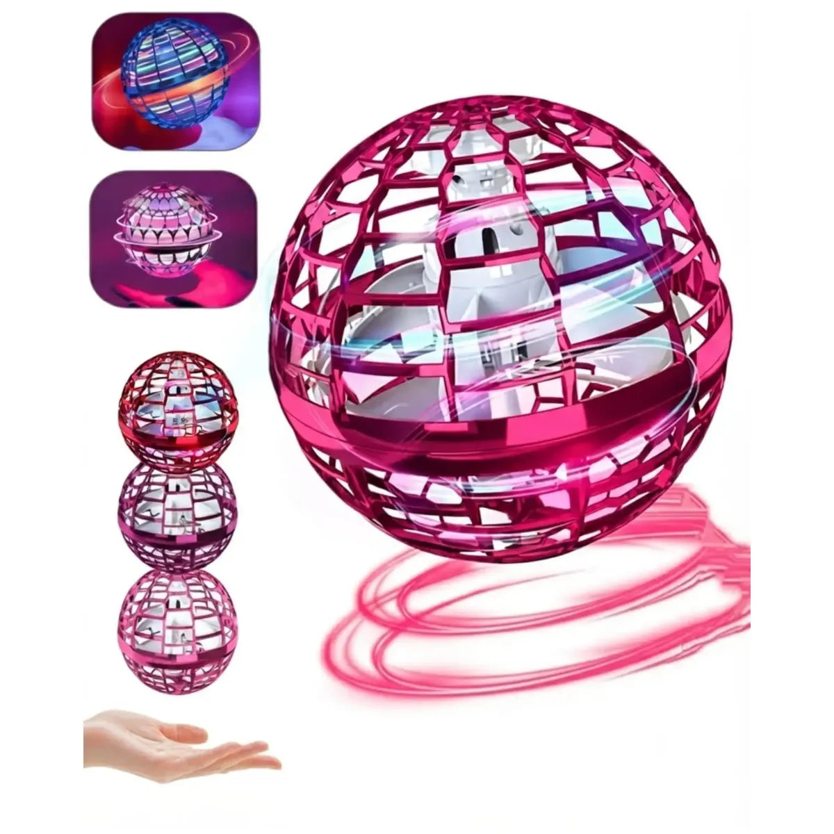 PELOTA VOLADORA FLYNOVA PRO SPINNER BOOMERANG CON LUCES RGB - AZUL Y ROJO