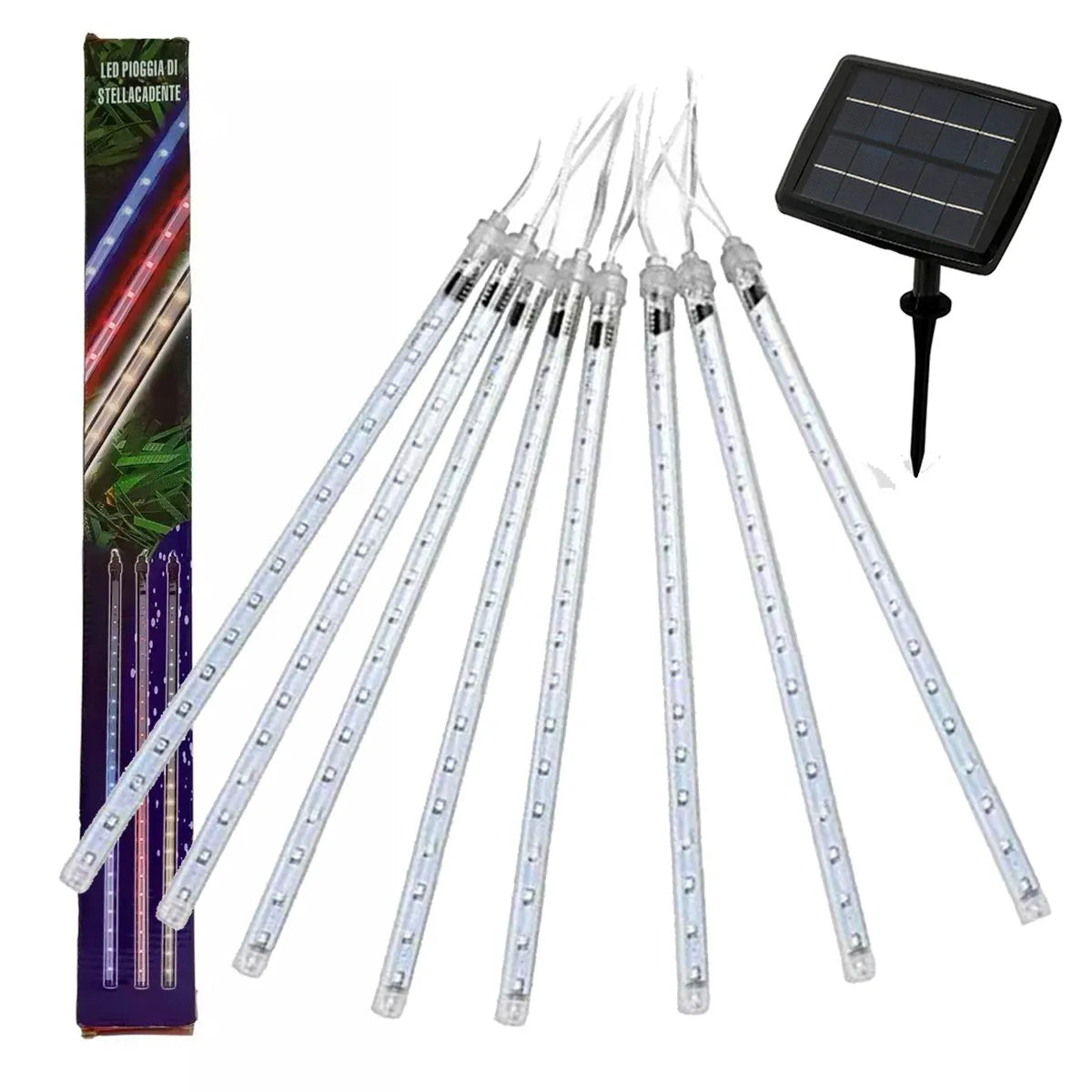 LLUVIA DE METEORITOS SOLAR LED - 8 TUBOS IP65 PARA EXTERIOR / COLOR SEGÚN DISPONIBILIDAD