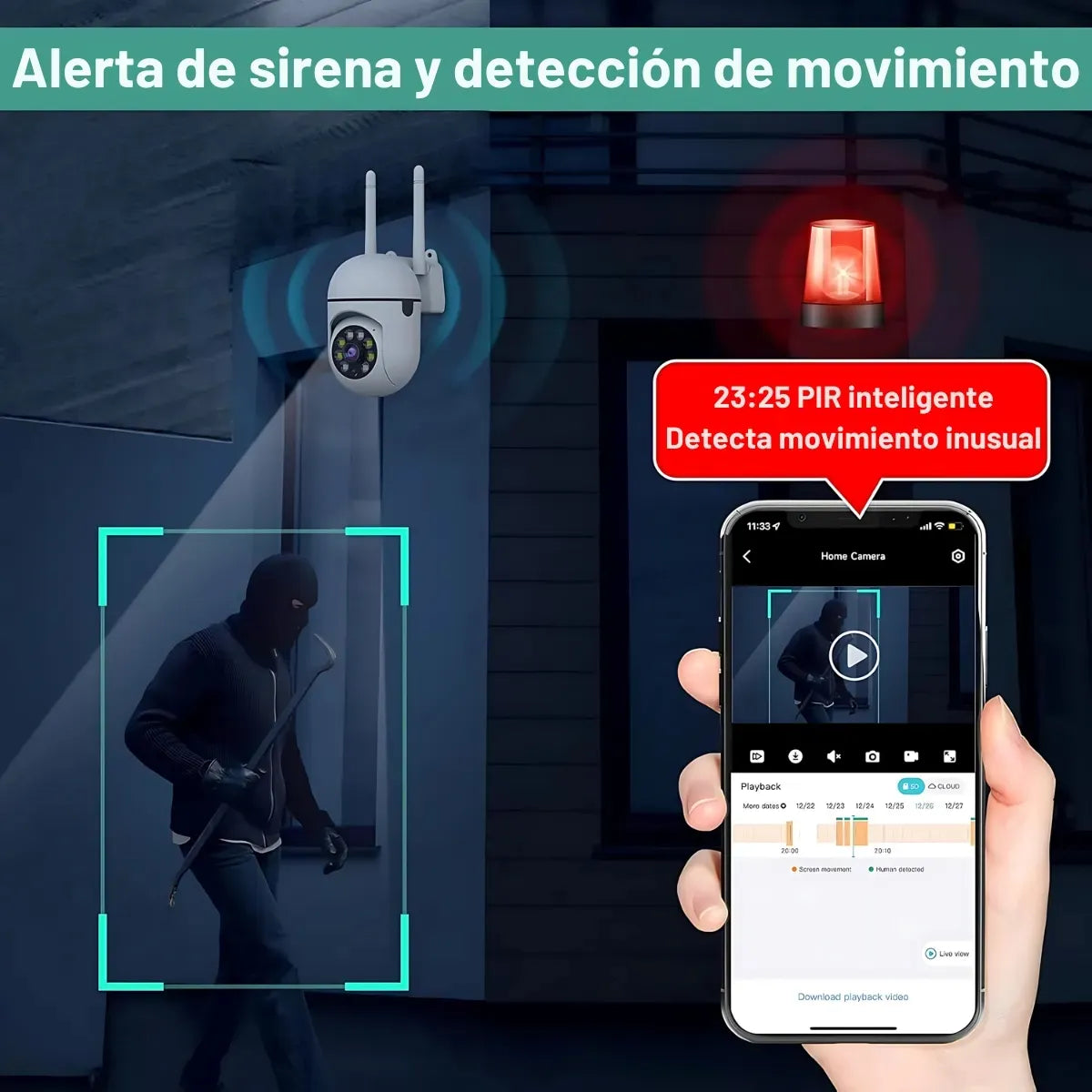 PACK X4 CÁMARAS DE SEGURIDAD EXTERIOR WIFI IP CON DETECCIÓN DE MOVIMIENTO