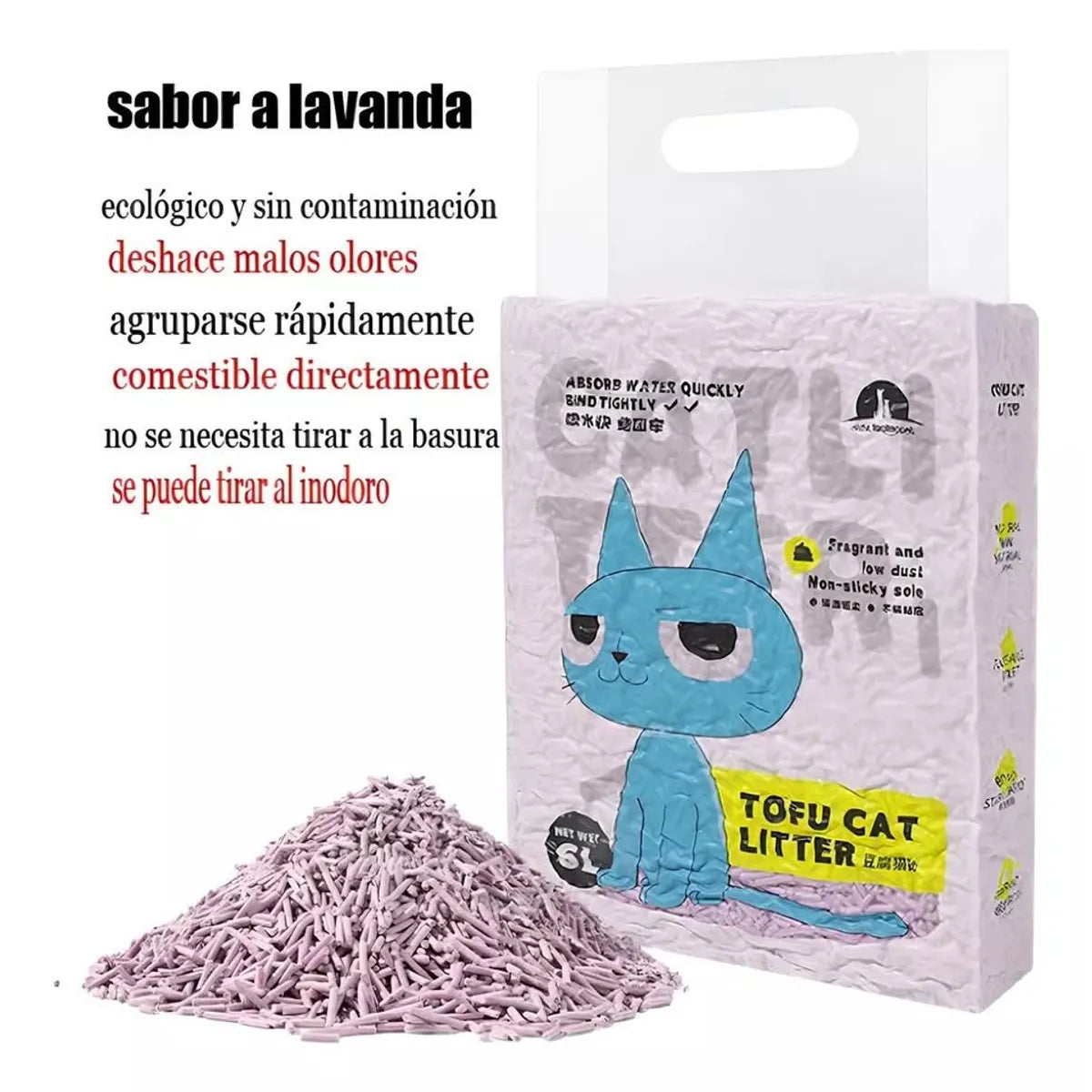 ARENA BIODEGRADABLE PARA GATO TOFU AROMA ORIGINAL 6L