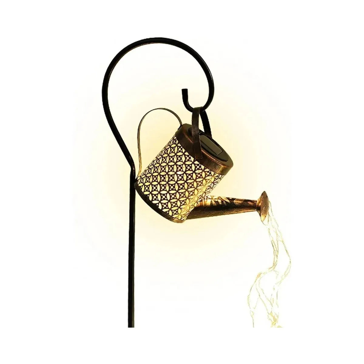 REGADERA SOLAR LED DECORATIVA PARA JARDÍN - IMPERMEABLE COLOR DORADO