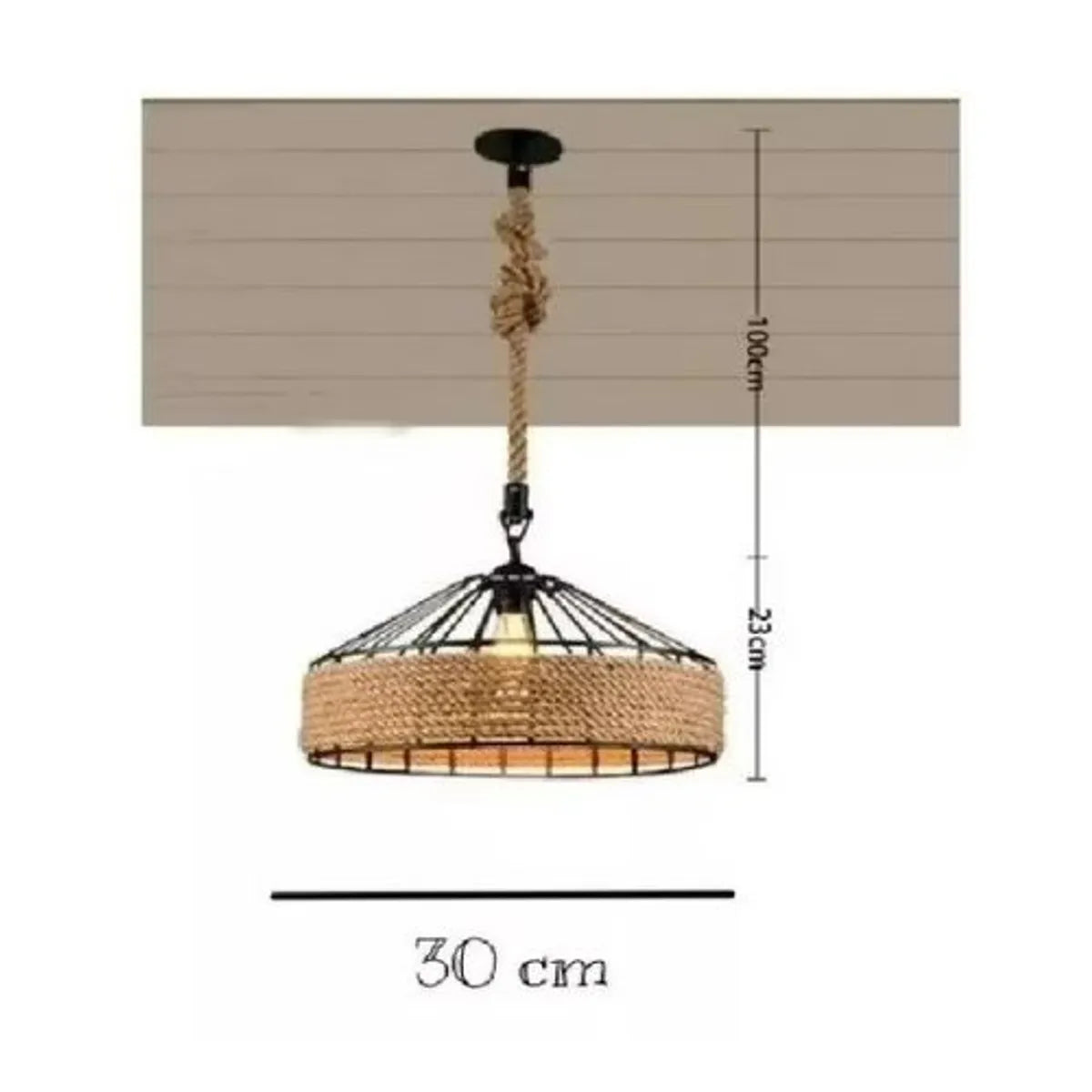 LÁMPARA COLGANTE CON CUERDA DE CÁÑAMO - ESTILO RÚSTICO INDUSTRIAL