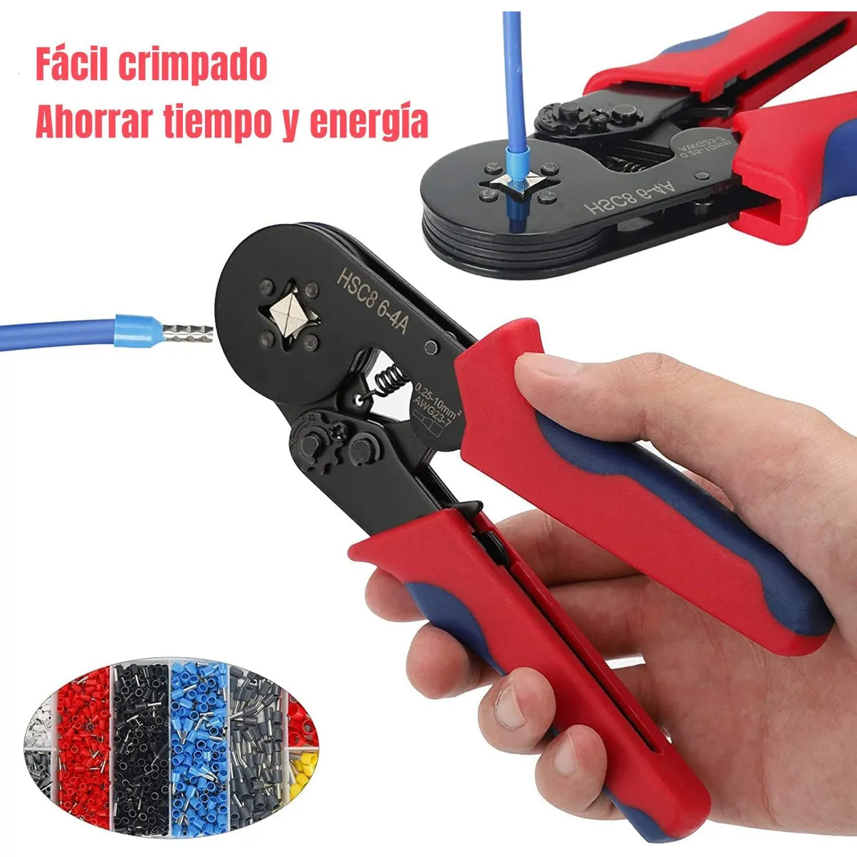 ALICATE PRENSA FERRULERA + 2000 TERMINALES DE CABLE - KIT PROFESIONAL COMPLETO