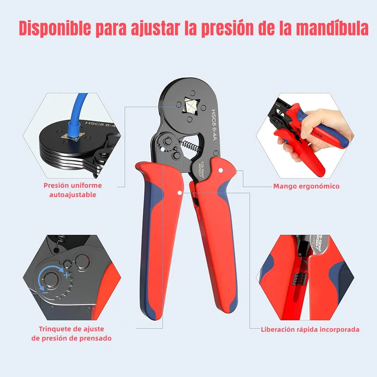 ALICATE PRENSA FERRULERA + 2000 TERMINALES DE CABLE - KIT PROFESIONAL COMPLETO